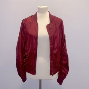 Love Tree Maroon Bomber Jacket